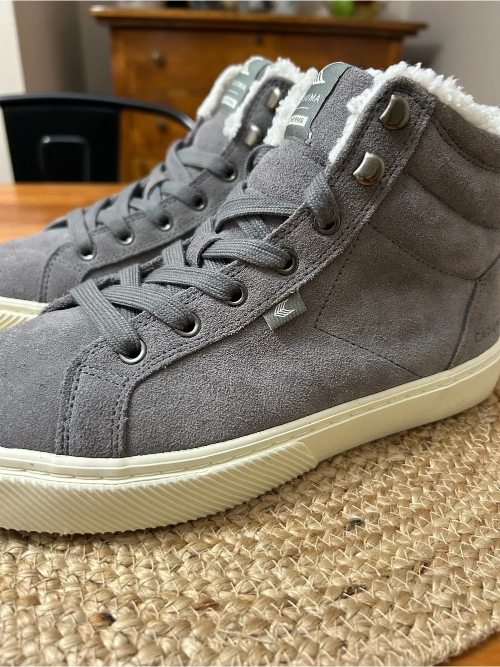 Cariuma Gray Sherpa High-Top Sneakers